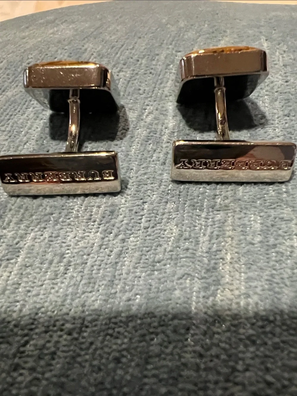Men’s Burberry Classic Plaid Square Cufflinks in Tan and Black